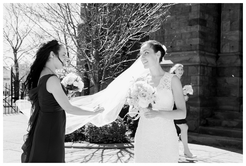 A bride and her sister after the ceremony.